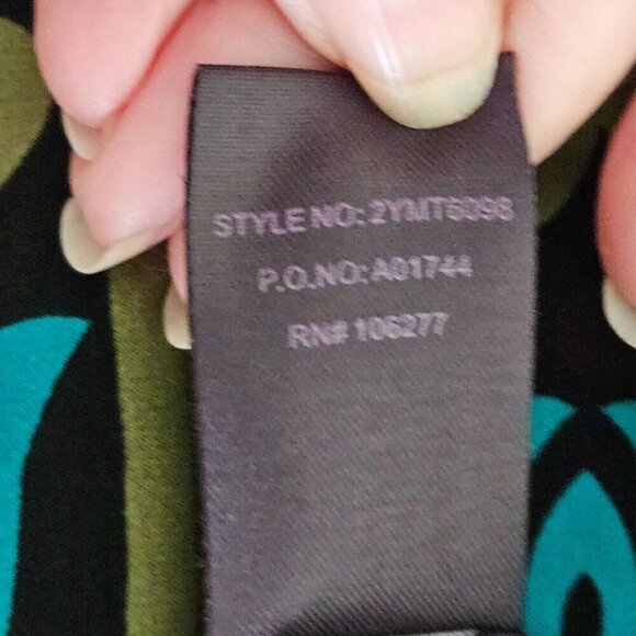 Hale Bob Rhinestone Batwing Sleeves Floral Work Dress Boho Blue Green Medium - Picture 12 of 13